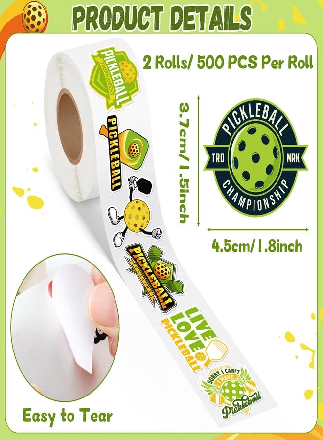 A1diee Funny Pickleball Sticker Roll - 1000Pcs Pickleball Lovers Pickle Paddle Gifts Sports Themed Waterproof Vinyl Aesthetic Decals Gifts for Teens Water Bottles Scrapbook Laptop Luggage Tumbler - Image 2